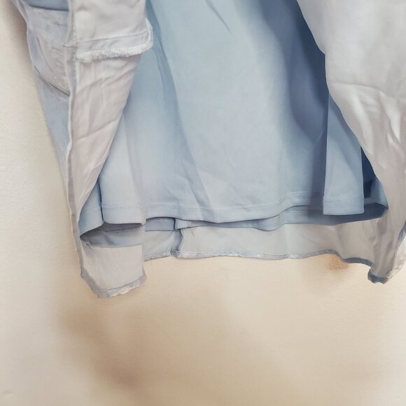 Wild Fable Light Blue Ruffle Trim Satin Summer Dress With Bow Straps Size M - Picture 10 of 14